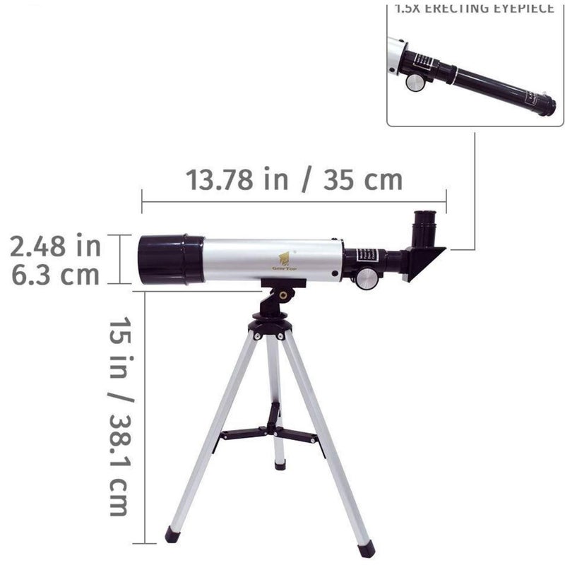 Cpixen Astronomical Moon Refactor Telescope 90X Optical Glass Metal Tube Seeing Planets and Stars Moon and Outdoor HD Monocular Space with Portable Travel Tripod Sky Telescope - Image 1