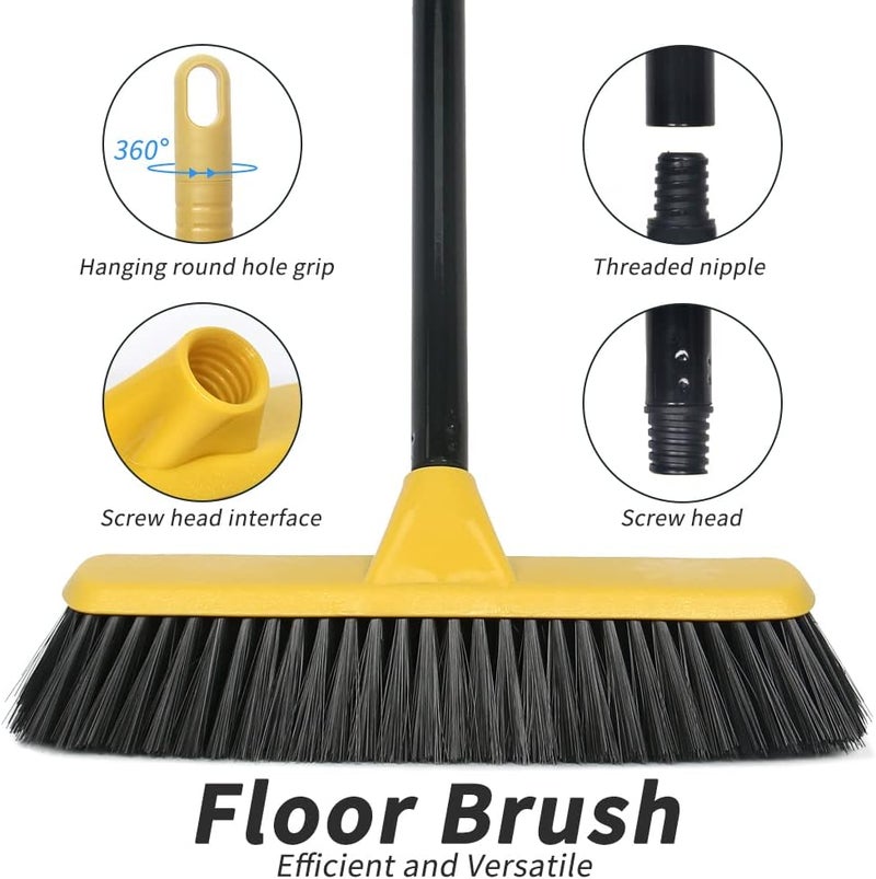 Lanhope Push Broom with Long Handle, Floor Brush 51.6 inch Soft Bristle Broom 12.2" Wide for Cleaning Bathroom Kitchen Patio Garage Deck Tile - Image 2