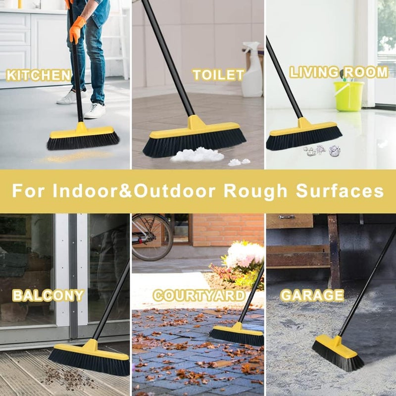 Lanhope Push Broom with Long Handle, Floor Brush 51.6 inch Soft Bristle Broom 12.2" Wide for Cleaning Bathroom Kitchen Patio Garage Deck Tile - Image 4