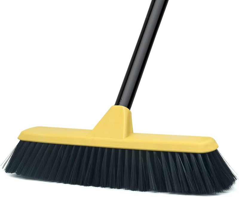 Lanhope Push Broom with Long Handle, Floor Brush 51.6 inch Soft Bristle Broom 12.2" Wide for Cleaning Bathroom Kitchen Patio Garage Deck Tile - Image 1