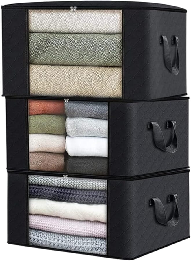 Large Capacity 100L Quilted Storage Bag Organizer 50x40x50cm for Clothes Blankets and Household Items Durable Fabric Foldable Closet Container Box