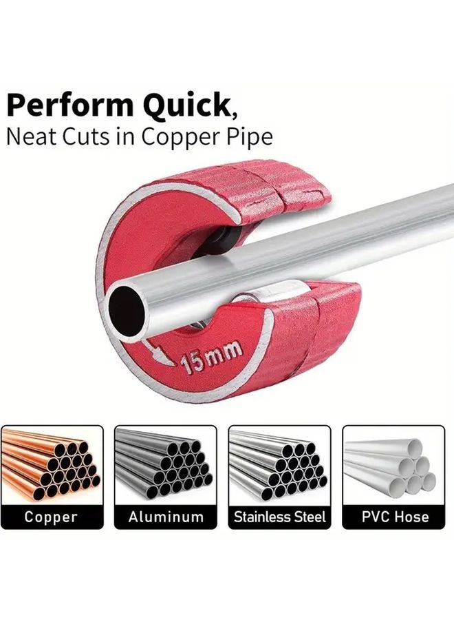 Red Heavy Duty Copper Pipe Cutter Ratchet Handle 15mm 22mm Plumbing Tool - Image 4