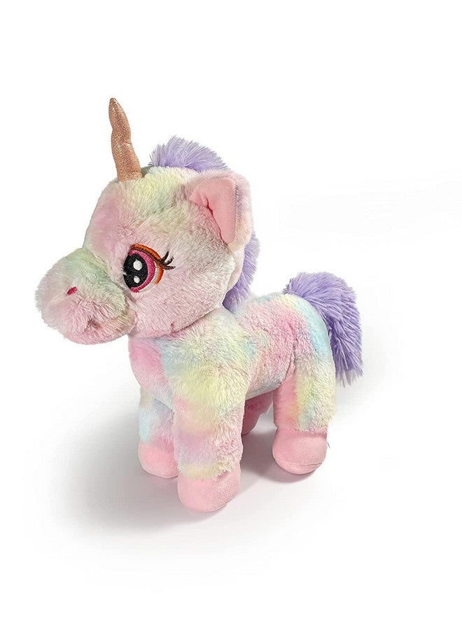 برنامج لعبة AVSHUB وحيد القرن الواقف مع قرن لامع من فرو قوس قزح، آمنة للأطفال، لعبة ناعمة للرضع من الأولاد والبنات، ألعاب ناعمة لتزيين المنزل | مقاس 40 سم | وردي | - Image 1