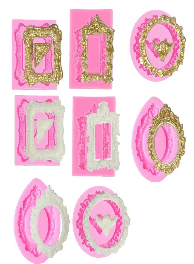 XLANMAY 8pcs Silicone Vintage Photo Frame Molds - Picture Frames Fondant Mold for Cake Cupcake Topper Decor Chocolate Candy Dessert - Image 1