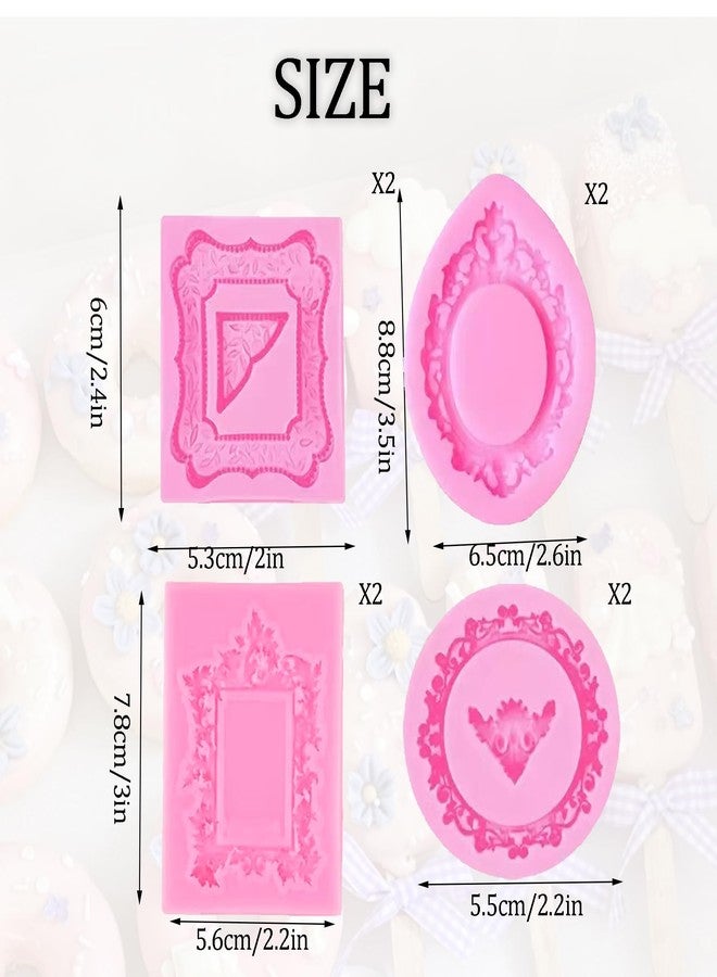 XLANMAY 8pcs Silicone Vintage Photo Frame Molds - Picture Frames Fondant Mold for Cake Cupcake Topper Decor Chocolate Candy Dessert - Image 3