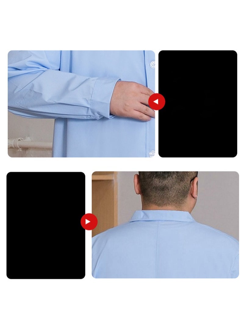 Apustim Plus Size Professional Lab Coat，Doctor Uniform With 3 Pockets，Medical Coat，Doctor Nurse Lab Jacket (Blue，Short Sleeve)  - Image 4