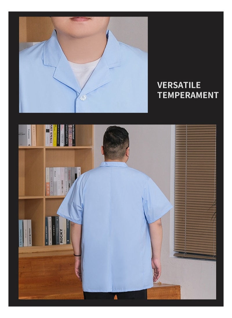 Apustim Plus Size Professional Lab Coat，Doctor Uniform With 3 Pockets，Medical Coat，Doctor Nurse Lab Jacket (Blue，Short Sleeve)  - Image 5