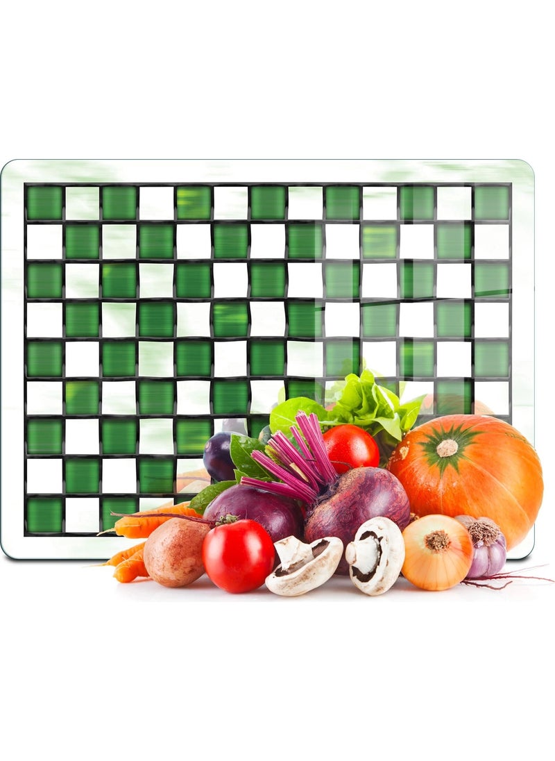 Decovetro - Glass Cutting Board and Presentation Mackenzie Green White 20X30 cm - Image 1