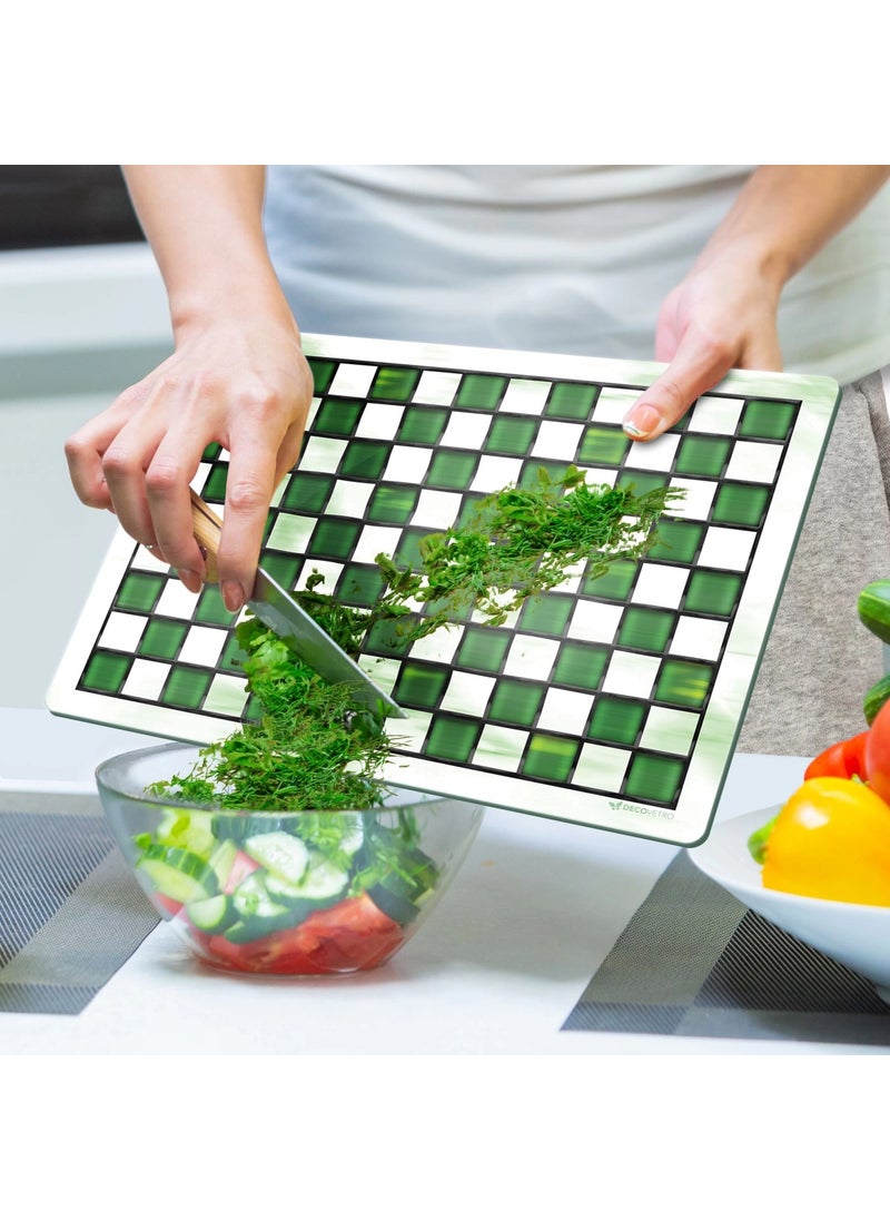 Decovetro - Glass Cutting Board and Presentation Mackenzie Green White 20X30 cm - Image 1