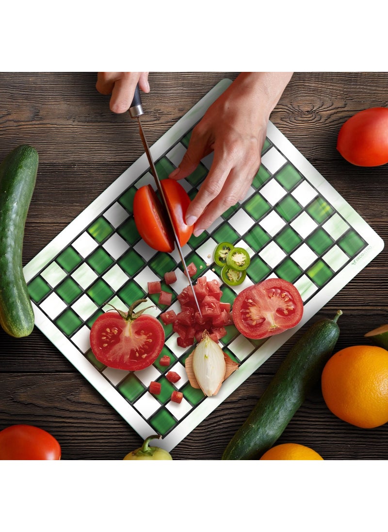Decovetro - Glass Cutting Board and Presentation Mackenzie Green White 20X30 cm - Image 1
