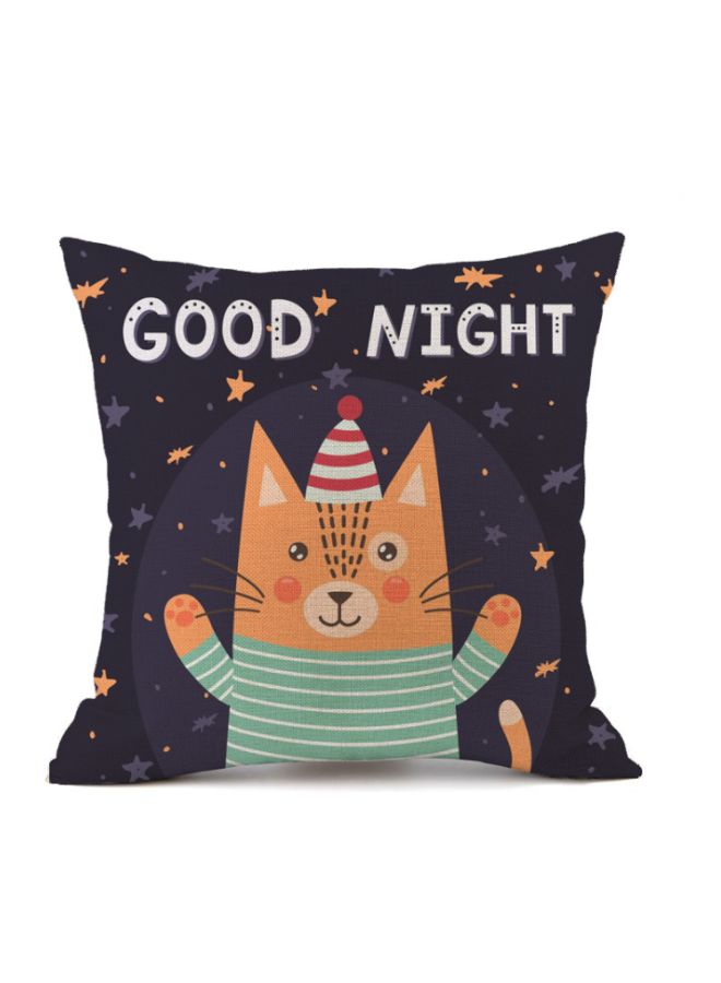 NIBEMINENT Good Night Printed Cushion Cover Blue/Brown/Green 45x45cm