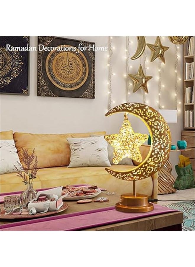 Arabest Moon Lamp, Ramadan Home Decor, USB Crescent Moon Star Light, Eid Mubarak Galaxy Lamp, Party Bedroom Table Lighting, Gifts for Kids and Family.  - Image 2
