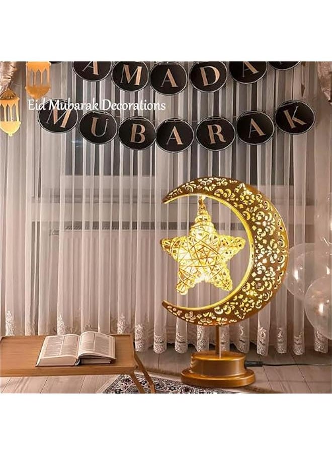 Arabest Moon Lamp, Ramadan Home Decor, USB Crescent Moon Star Light, Eid Mubarak Galaxy Lamp, Party Bedroom Table Lighting, Gifts for Kids and Family.  - Image 4