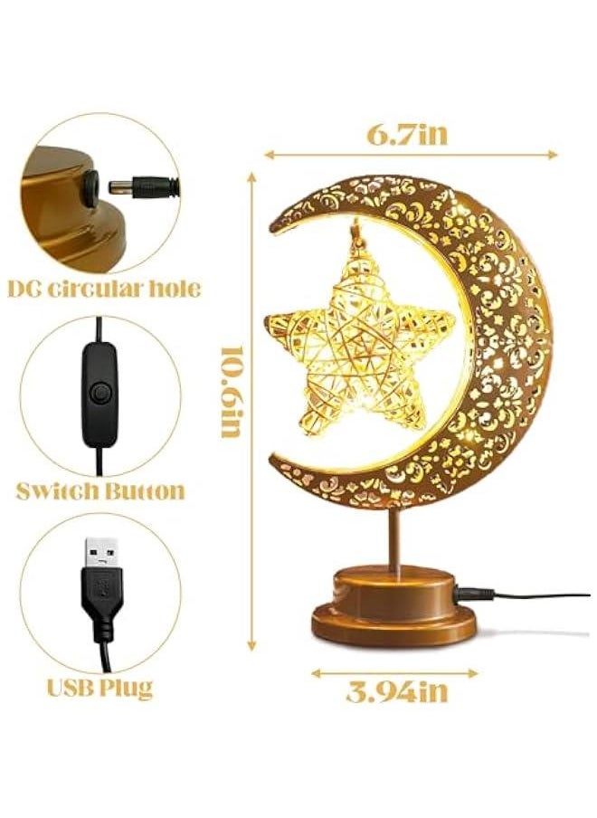 Arabest Moon Lamp, Ramadan Home Decor, USB Crescent Moon Star Light, Eid Mubarak Galaxy Lamp, Party Bedroom Table Lighting, Gifts for Kids and Family.  - Image 5