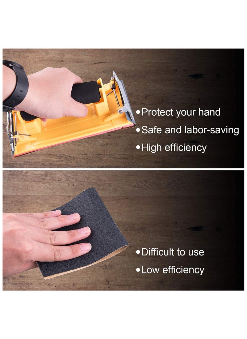 50 Pcs, Wet and Dry Sandpaper with Sanding Block Sander for Wood Furniture Finishing, Metal Sanding and Automotive Polishing 120 to 800 Assorted Grit Sanding Paper
