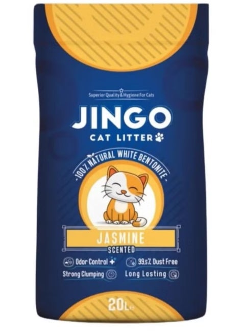 Sand dedicated to cat waste 20 liters 16 kilos absorption and high-performance agglomeration with jasmine scent