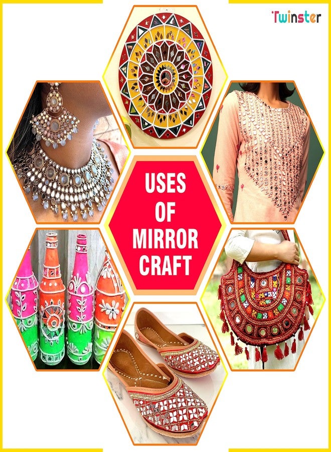 Twinster Mirrors for Craft Work (6 Different Shapes, 1000 Total Pieces) Lippan Art Craft Materials Kit Decorative Mirrors DIY Best Kit - Image 3
