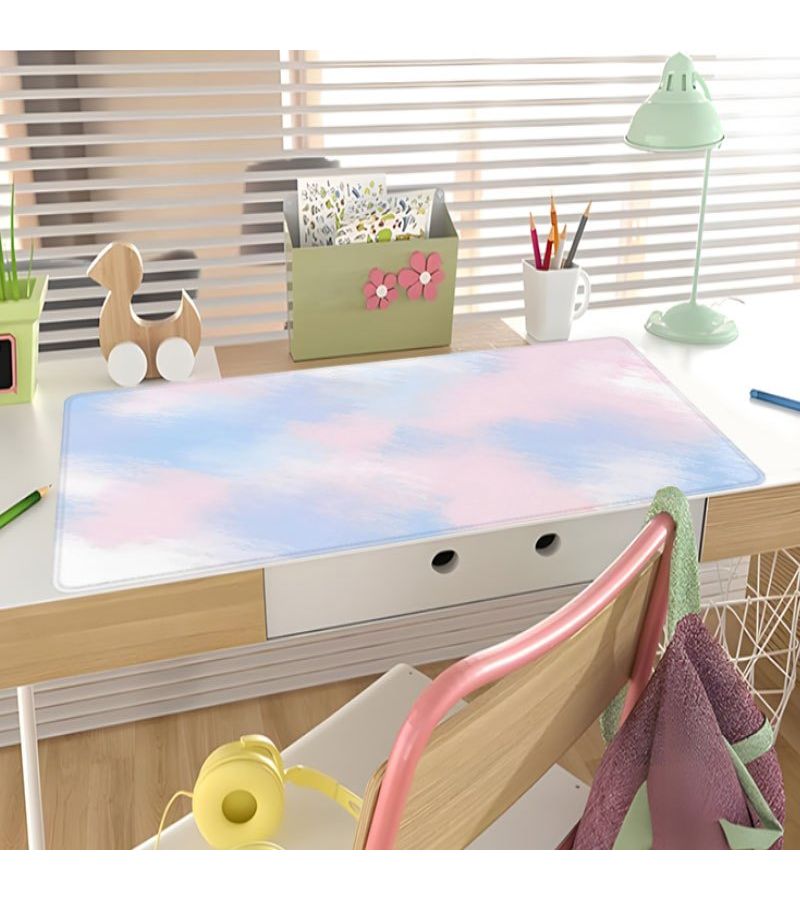 Large Non Slip Gaming Desk Mat XXL Mouse Pad 24x12 Inch 60x30cm Pastel Cloud Watercolor Gradient Desk Protector with Rubber Base Stitched Edge Compatible for Home Office Computer PC Laptop Ideal for Gamers Aesthetic Workspace Upgrade - Image 2