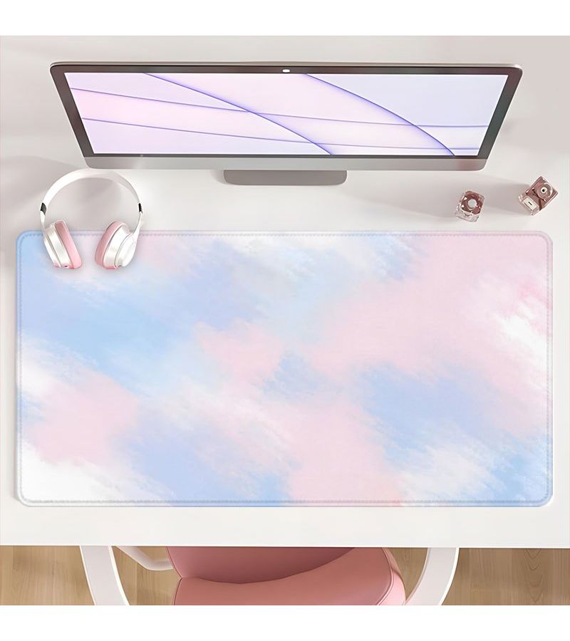 Large Non Slip Gaming Desk Mat XXL Mouse Pad 24x12 Inch 60x30cm Pastel Cloud Watercolor Gradient Desk Protector with Rubber Base Stitched Edge Compatible for Home Office Computer PC Laptop Ideal for Gamers Aesthetic Workspace Upgrade - Image 1