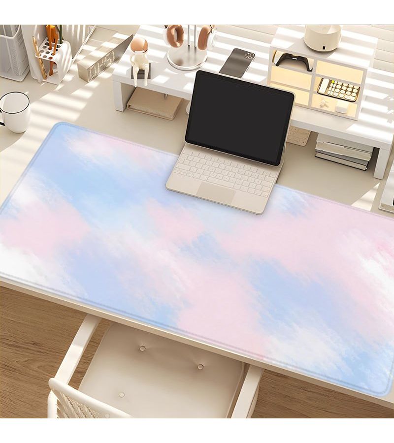 Large Non Slip Gaming Desk Mat XXL Mouse Pad 24x12 Inch 60x30cm Pastel Cloud Watercolor Gradient Desk Protector with Rubber Base Stitched Edge Compatible for Home Office Computer PC Laptop Ideal for Gamers Aesthetic Workspace Upgrade - Image 4