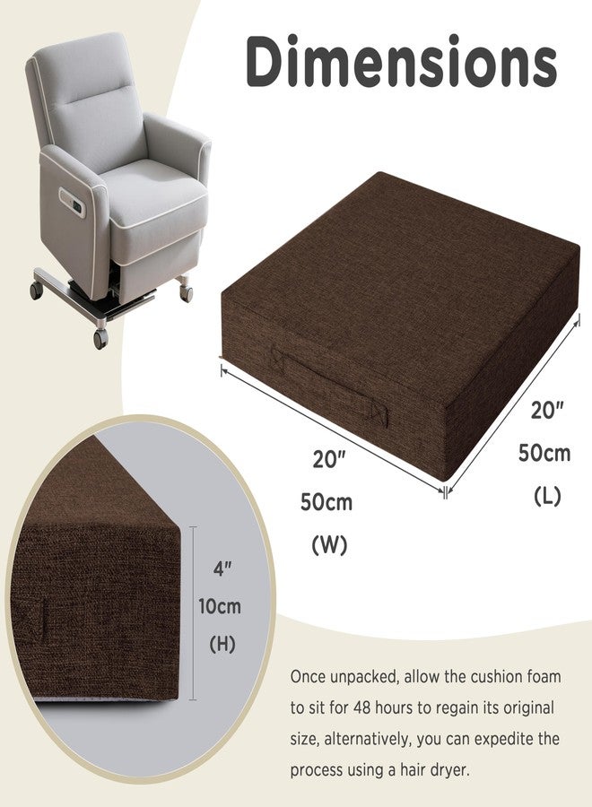AddGrace Recliner Cushions for Elderly Thick Seat Cushion 20"x20"x4" Chair Pads with Non Slip Backing and Washable Cover for Couch Armchair Chairs Coffee - Image 2