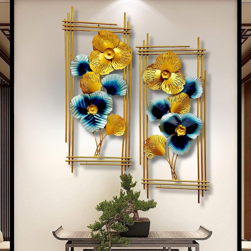 pranjals house pranjals house Wall Art Flower Metal Frame, Wall Sculpture for Living Room, Bedroom, Drawing Room, Office Wall Hanging for Home Decorative (Size 41x17 Inch) 01 - Image 1