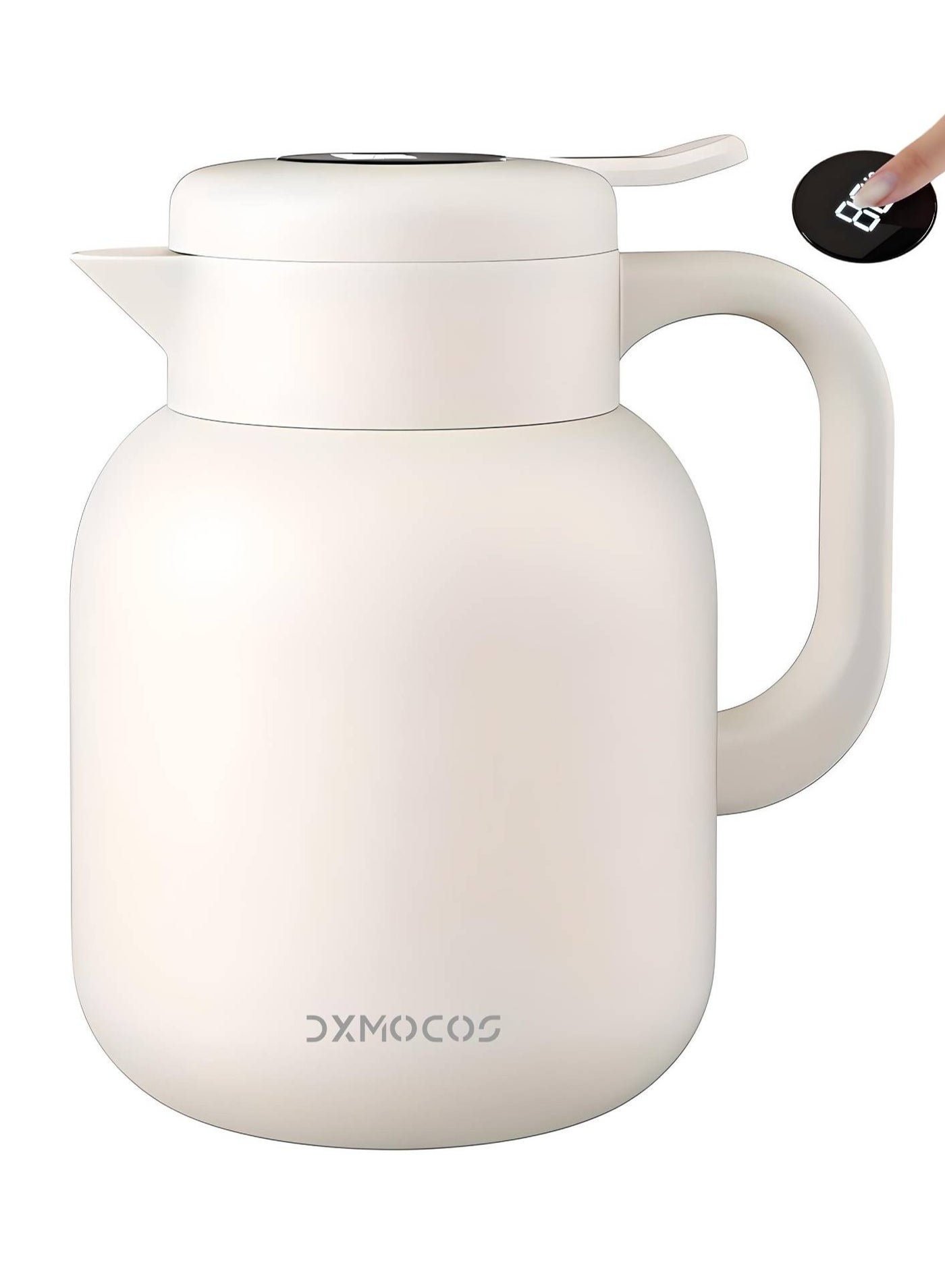 Dxmocos 1.5L Stainless Steel Thermal Flask with Tea Filter – Vacuum Insulated Thermos Jug with Intelligent Temperature Display, Leak-Proof & Non-Slip Base for Home, Office, or Travel
