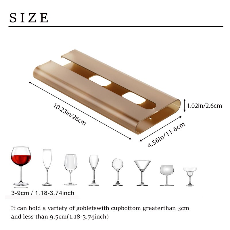 Vaisoeny 2Pack Wine Glass Holder - Under Cabinet, No Drilling Installation, Stemware Rack for Kitchen and Bar (Amber) - Image 5