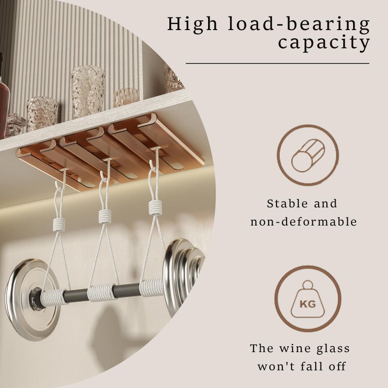 Vaisoeny 2Pack Wine Glass Holder - Under Cabinet, No Drilling Installation, Stemware Rack for Kitchen and Bar (Amber) - Image 4