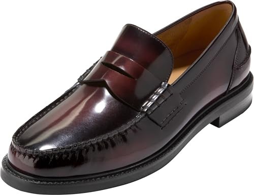 Cole Haan Men's Pinch Prep Penny Loafers, Burgundy Box Brush Off/Black, 7-M US - Image 1