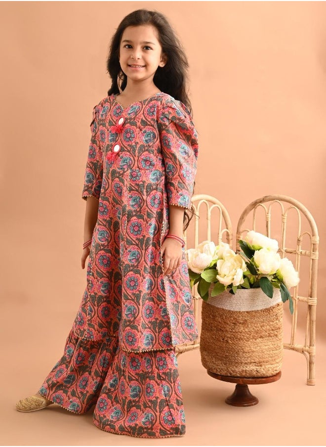 LILPICKS طقم كورتا شارارا مطبوع  - Image 5