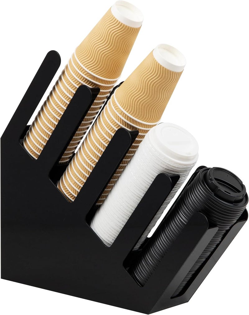 Mind Reader Cup and Lid Dispenser, Countertop Org, Coffee Bar, Beverage Cup, Kitchen, Breakroom, 4"L x 18"W x 16"H, Black - Image 1