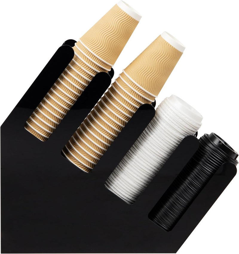 Mind Reader Cup and Lid Dispenser, Countertop Org, Coffee Bar, Beverage Cup, Kitchen, Breakroom, 4"L x 18"W x 16"H, Black - Image 5