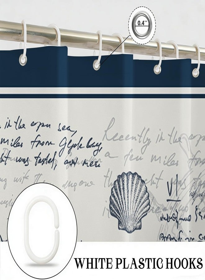 Mocsicka Nautical Shower Curtain, Navy Blue Nautical Map Shower Curtain, Sailboat Conch Ocean Theme Bathroom Decor Bath Curtain, 72 X 72 Inch Waterproof Fabric Bath Curtain - Image 5