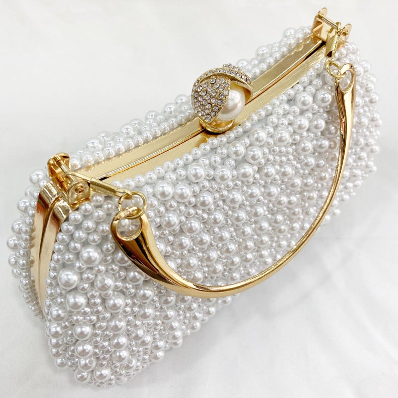 Pearl Evening Bag Mouth Gold Bag Women'S Elegant Shoulder Beaded Banquet Handbag Cheongsam Dress Evening Pillow Handbag - Image 4