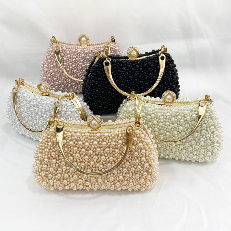 Pearl Evening Bag Mouth Gold Bag Women'S Elegant Shoulder Beaded Banquet Handbag Cheongsam Dress Evening Pillow Handbag - Image 5