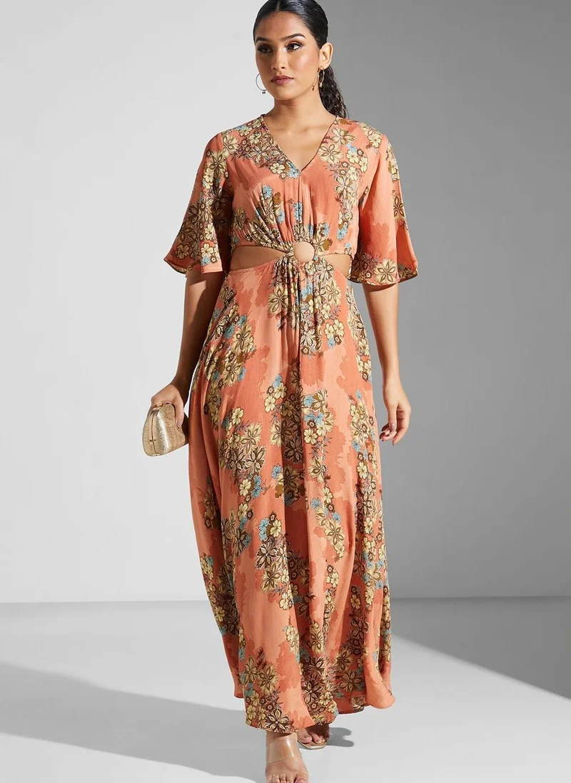 Label RITU KUMAR Cut Out Detail Printed Dress