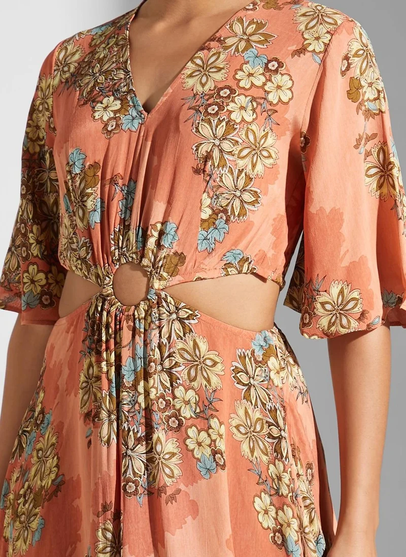 Label RITU KUMAR Cut Out Detail Printed Dress