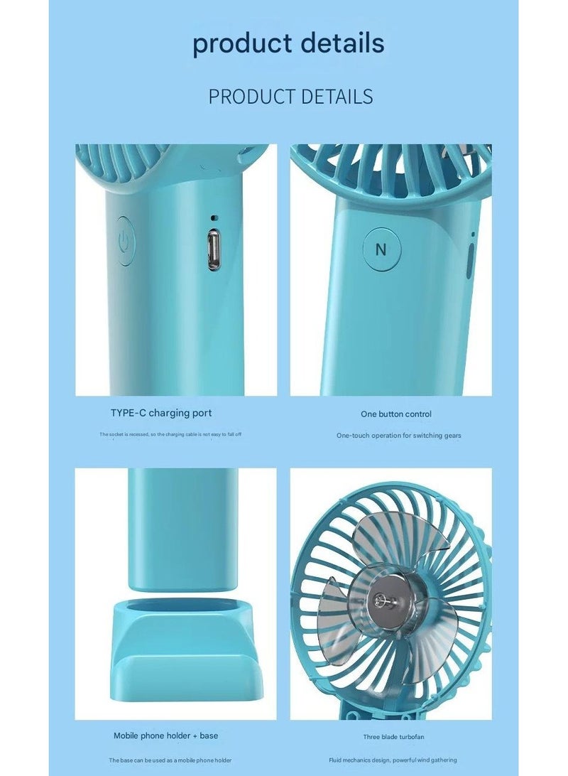 Goolsky Mini Handheld USB Fan – Quiet Portable Desk Fan, Rechargeable Personal Cooling Fan for Dorm/Office/Travel - Image 3