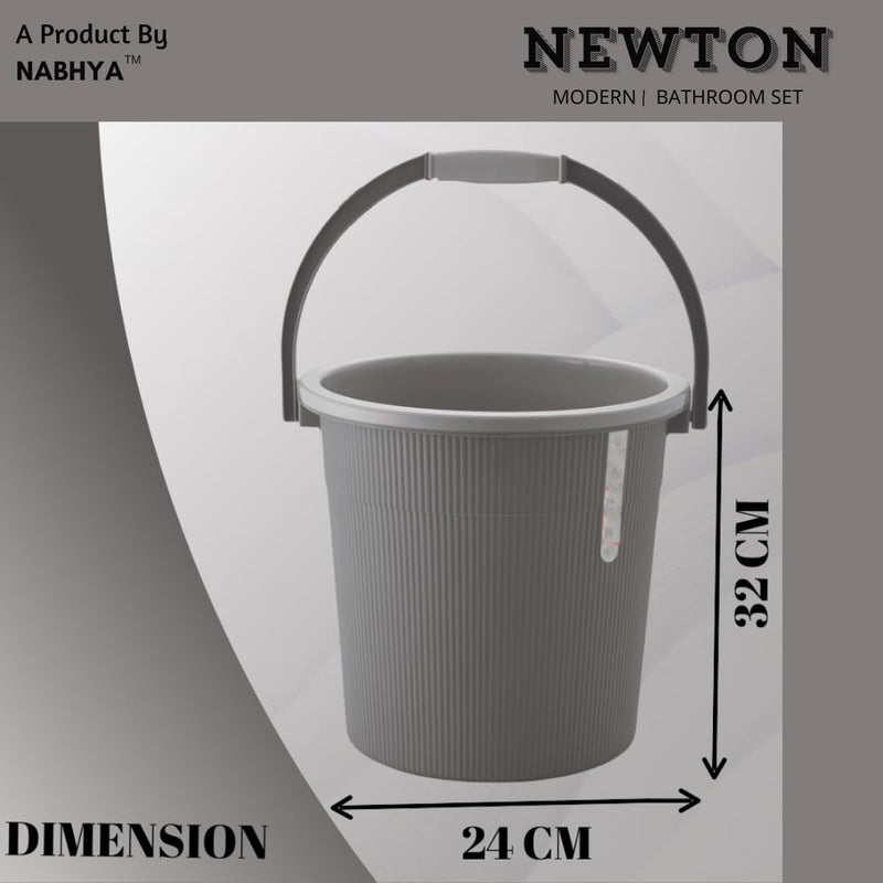 Nabhya Newton Combo of 3 pcs Bathroom Accessories Set Plastic Bathroom Set with 20Ltr Plastic Bucket, Small Mug and Big Stool for Home, Kitchen & Bathroom (Dark_Grey1) - Image 5