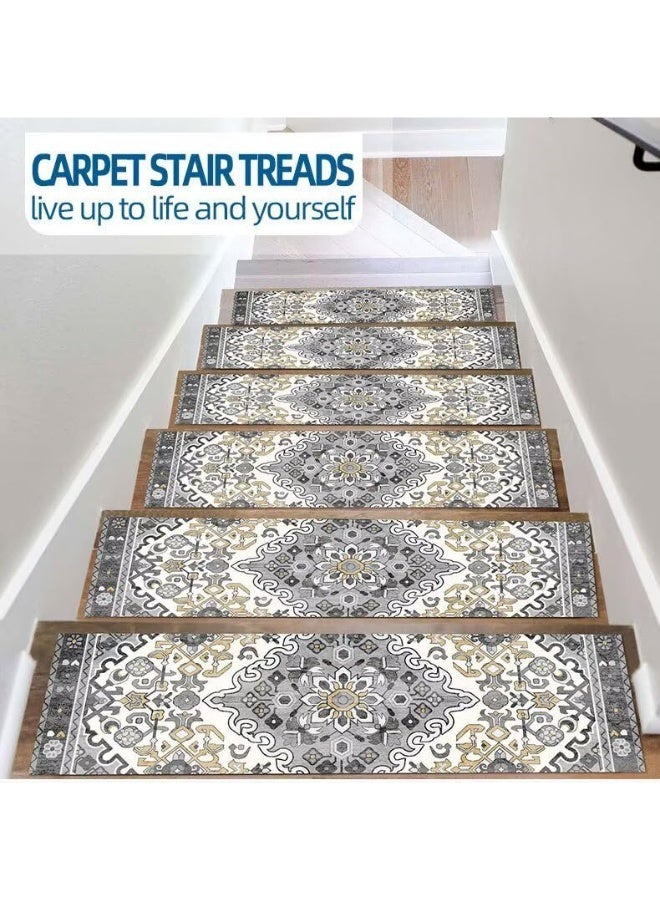 YelaJoy 4 Pack Stair Treads Bohemia Stair Rugs, Anti-Slip Stair Rug Carpet with Slip Resistant Back, for Wooden Steps Indoor, 8" X 30" - Image 2