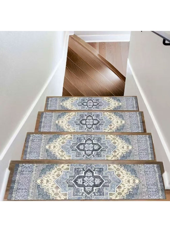 YelaJoy 4 Pack Stair Treads Bohemia Stair Rugs, Anti-Slip Stair Rug Carpet with Slip Resistant Back, for Wooden Steps Indoor, 8" X 30" - Image 1
