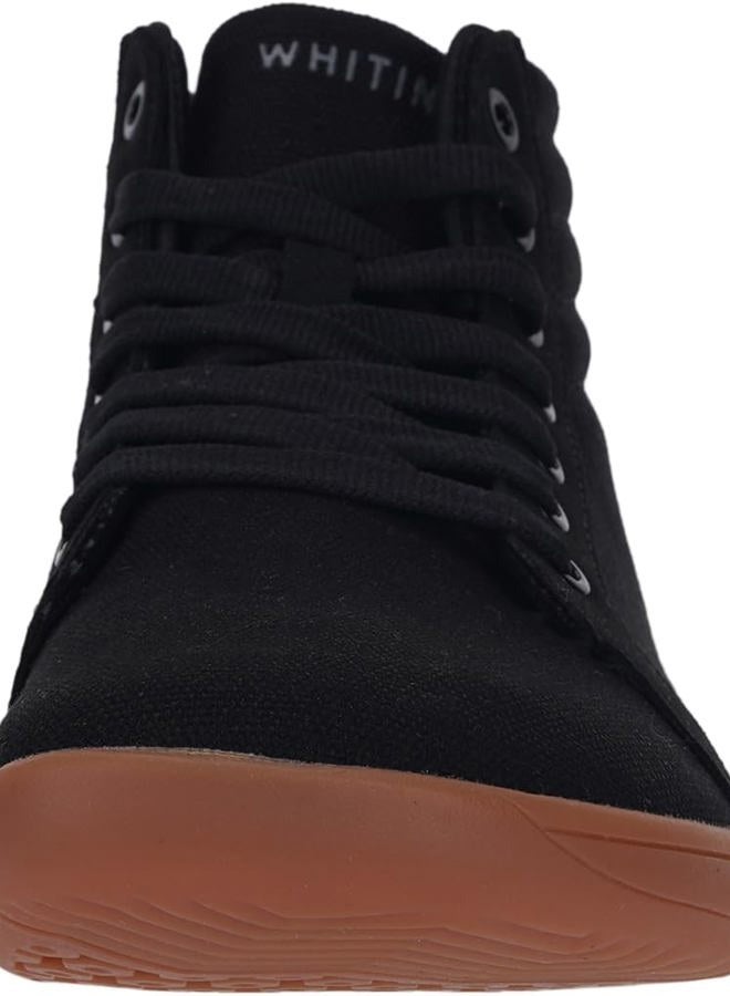 WHITIN Men's Wide Hi-top Minimalist Barefoot Sneakers | Zero Drop Sole | Cushioned Ankle Support, Black Gum, 9.5 Wide - Image 2