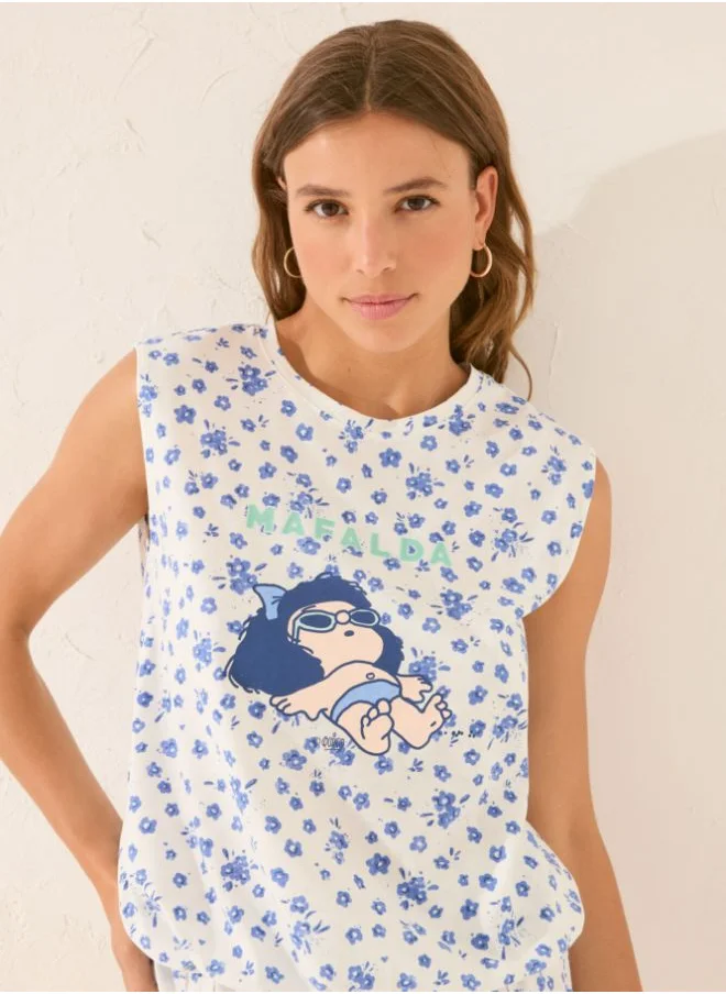 women'secret White short floral pyjamas