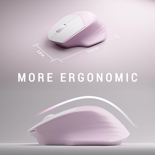 MPTOG Ergonomic Keyboard and Mouse Combo with Wrist Rest, BK Chipset, Full-Size Colorful Office Keyboard and Mouse, Power Button, USB Receiver for PC Laptop(Pink White) - Image 5