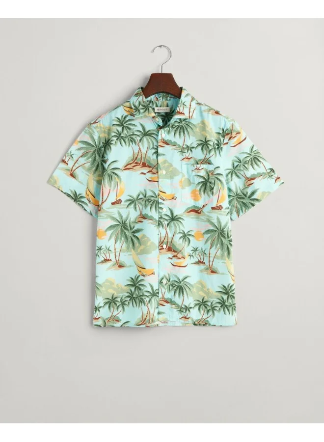 غانت Gant Teens Palm Print Cotton Short Sleeve Shirt