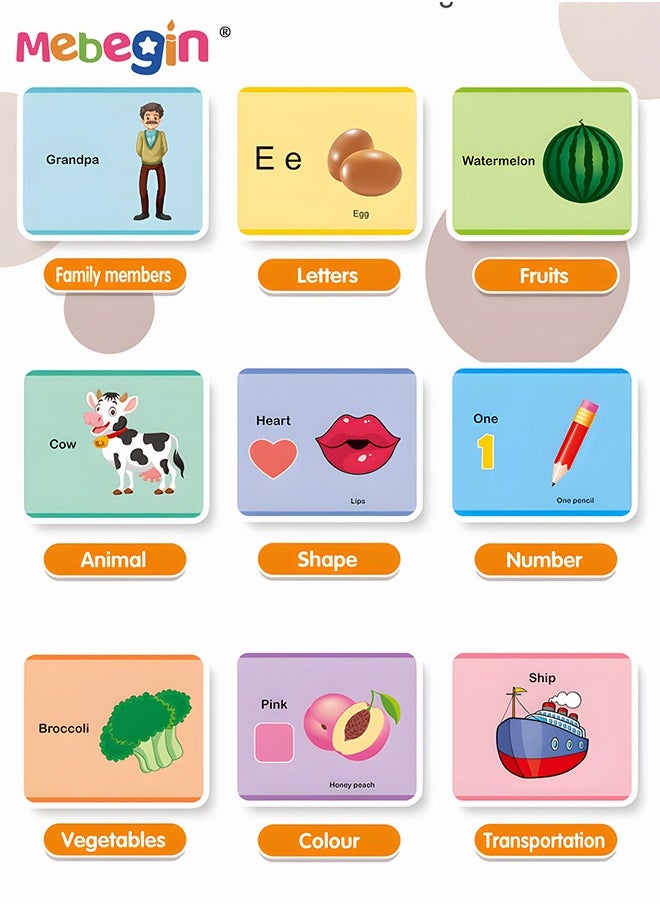MEBEGIN - Audible Flash Cards with Sound Effects, Talking Flash Cards, Toddler Learning Toy with 60 Double-sided Learning Cards, Educational Interactive Toys, Fun Toddler Travel Toys, Ideal Gift for Kids Aged 3+ - Image 1