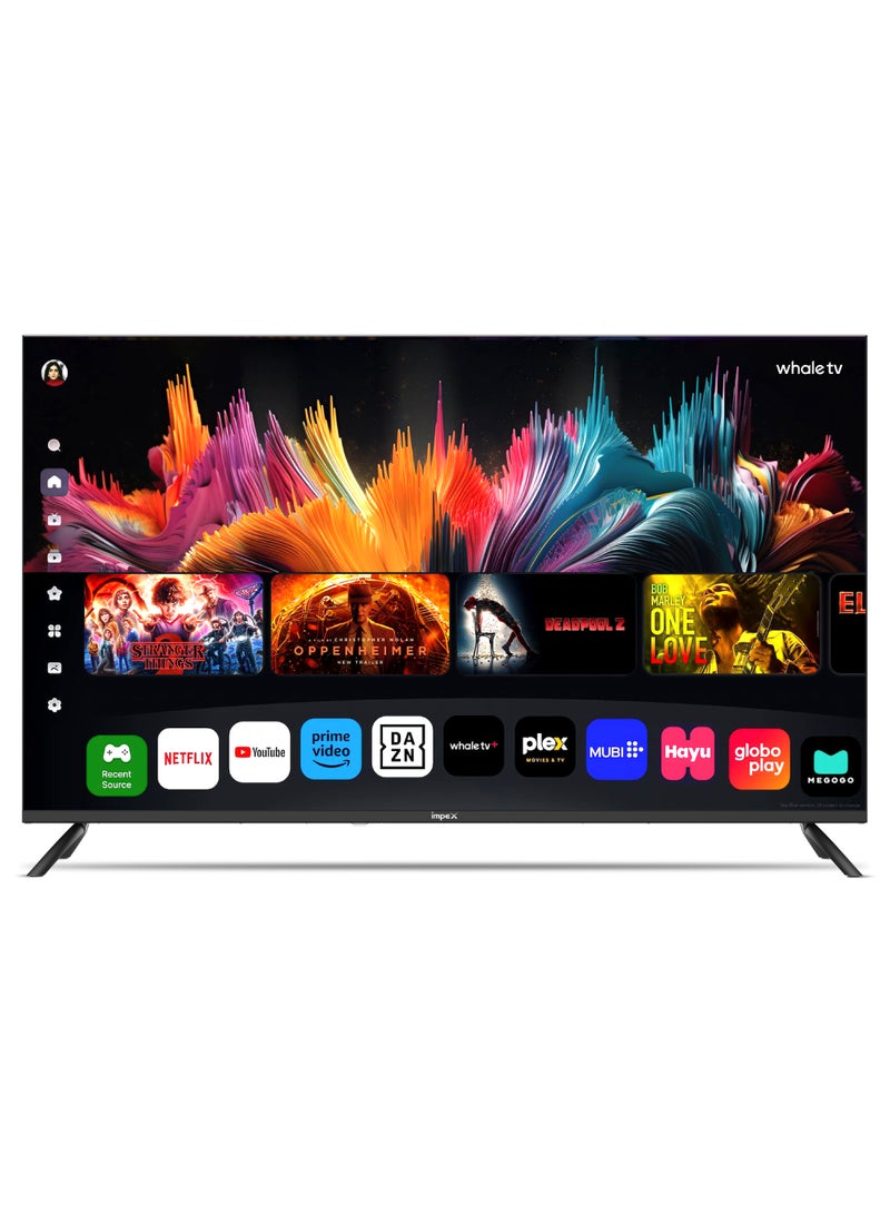 Impex Whale OS 50 Inch 4K Smart QLED TV (Wios50Q), UHD 3840x2160, AI Voice Assistant, Netflix YouTube Disney Prime Video, Dolby Audio HDR, A+ Panel, 176° Viewing Angle, 3 HDMI 2 USB, 127cm Display Wios50Q Black - Image 2