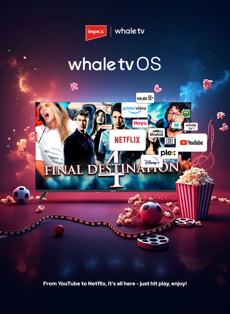 Impex Whale OS 50 Inch 4K Smart QLED TV (Wios50Q), UHD 3840x2160, AI Voice Assistant, Netflix YouTube Disney Prime Video, Dolby Audio HDR, A+ Panel, 176° Viewing Angle, 3 HDMI 2 USB, 127cm Display Wios50Q Black - Image 5