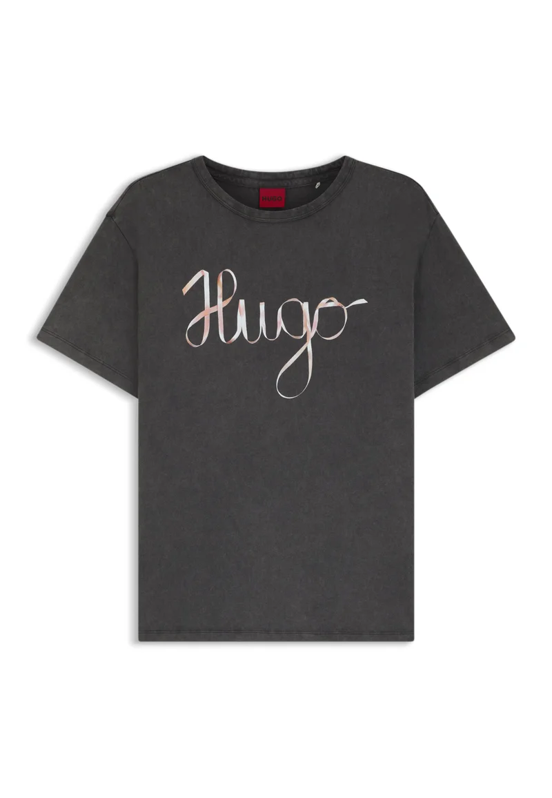 HUGO Cotton-jersey T-shirt with logo artwork